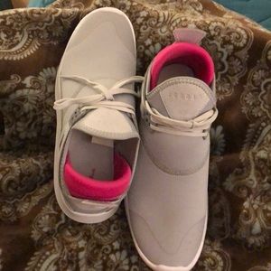 Pink and grey pull on Jordans